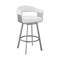 Armen Living Chelsea 25" Swivel Counter Stool with Silver Metal Finish and White Faux Leather LCCSBASLWH26 - alternate 1